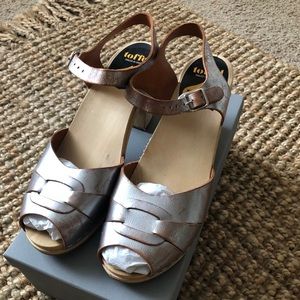 Super High peep toe Silver Swedish Hasbeens sz 41